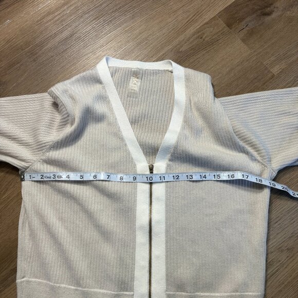 Rhone women's Pars Zip-Up Cardigan Sweater size M medium sand gray white ribbed - Picture 10 of 10